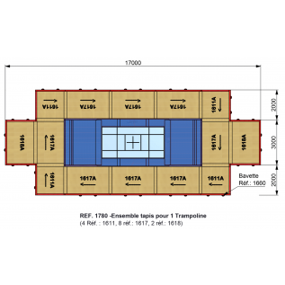 AIRE DE SECURITE "LONDON" POUR 1 TRAMPOLINE DE COMPETITION - FIG